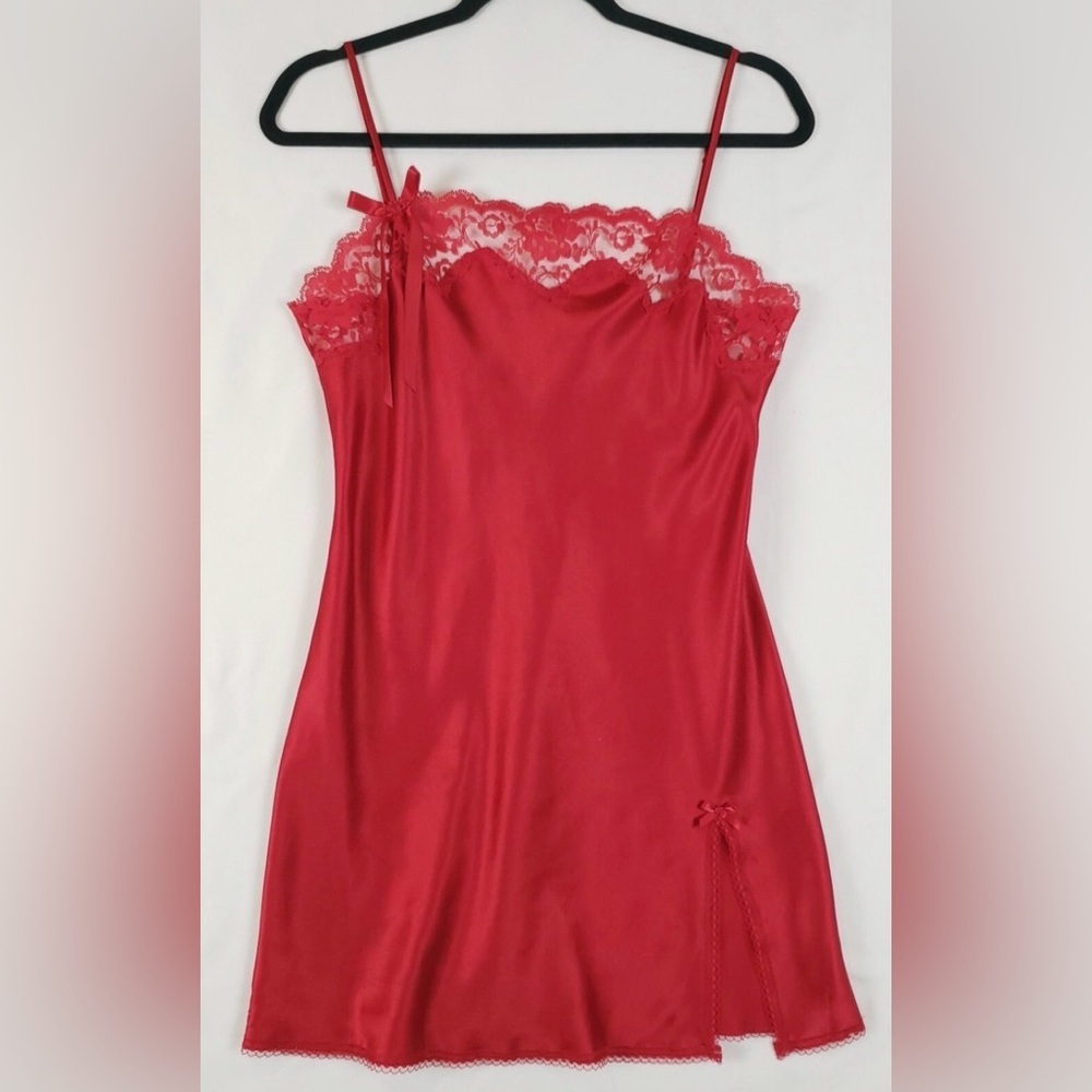 Victoria's Secret Red Lace Satin Slip